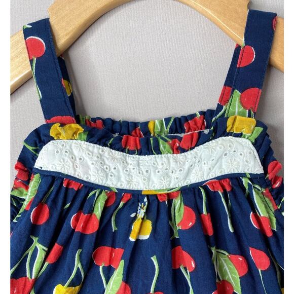 Pink Chicken Navy Blue Cherry Print Baby Renata Bubble Romper Girls 18-24 Mo - Picture 3 of 6